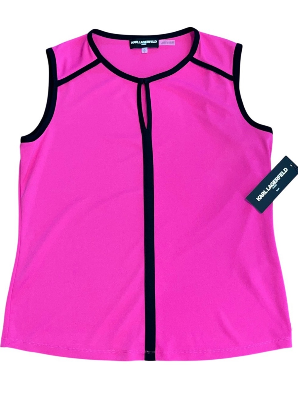 Karl Lagerfeld Paris Suit Pink Black Sleeveless Top Blouse NWT Small Shell